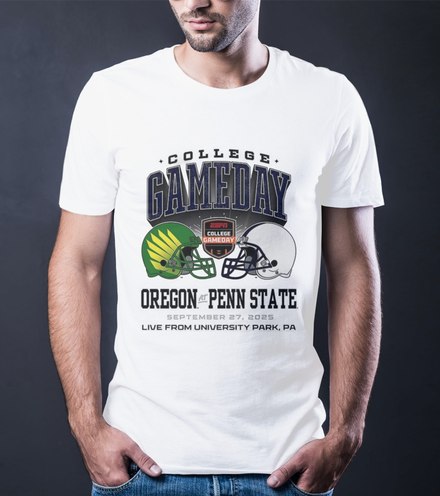 Gameday Oregon Ducks Vs Penn State Nittany Lions ESPN College Football 2025 Helmet Showdown T-Shirt