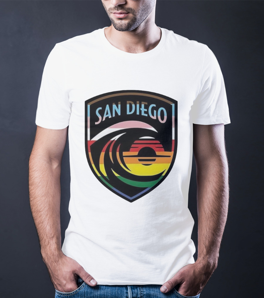 San Diego Wave FC LGBTQ+ Pride Rainbow Wave Sunset T-Shirt
