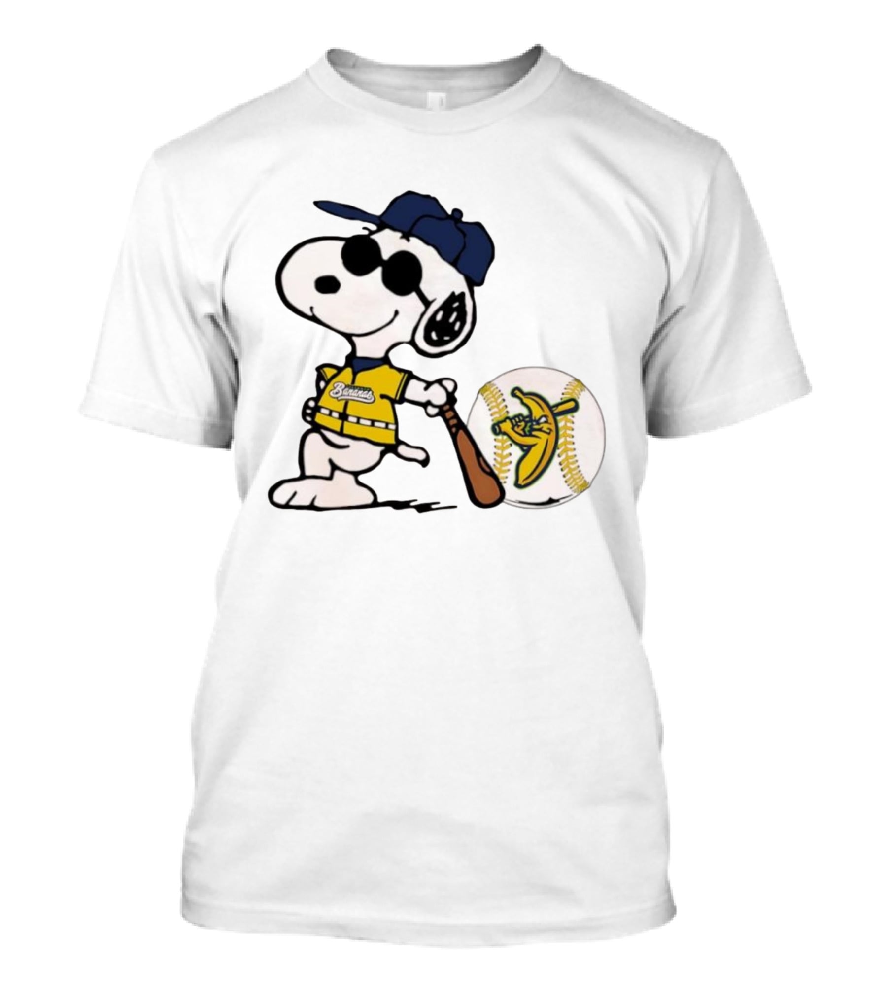 Snoopy Savannah Bananas Baseball Team Collaboration Yellow Jersey Peanuts Character T-Shirt