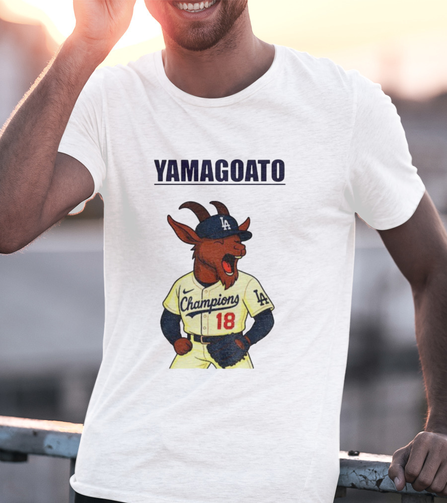 Yamagoato Yoshinobu Yamamoto 18 Champions Los Angeles Dodgers MLB Baseball T-Shirt