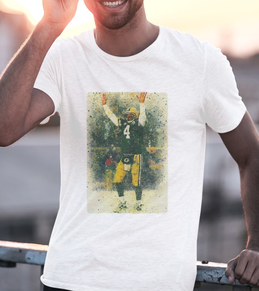 Brett Favre Green Bay Packers Celebratory Splash Number 4 T-Shirt