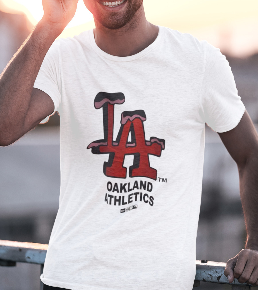 Los Angeles Dodgers Oakland Athletics Snow-Capped Letters T-Shirt