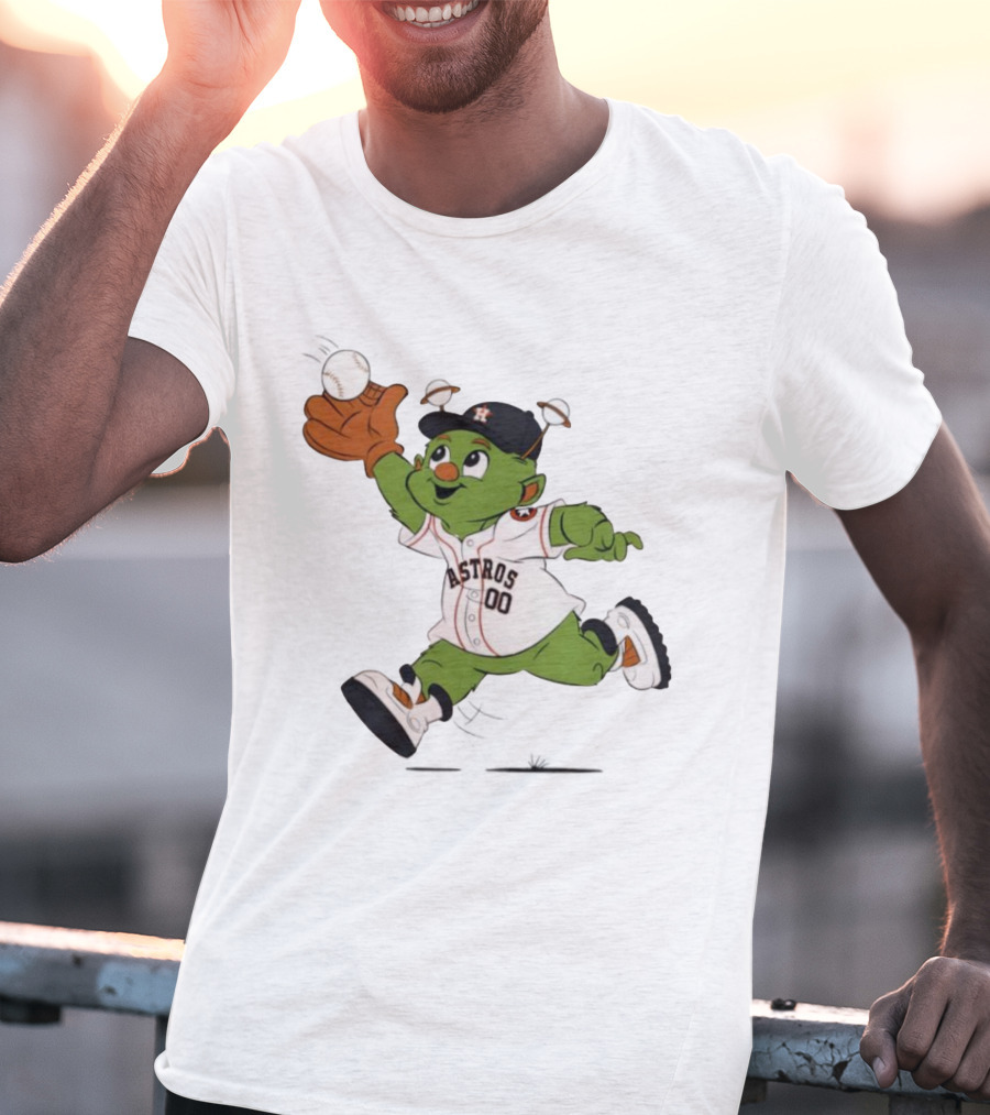 Houston Astros Orbit Mascot Catching Baseball T-Shirt