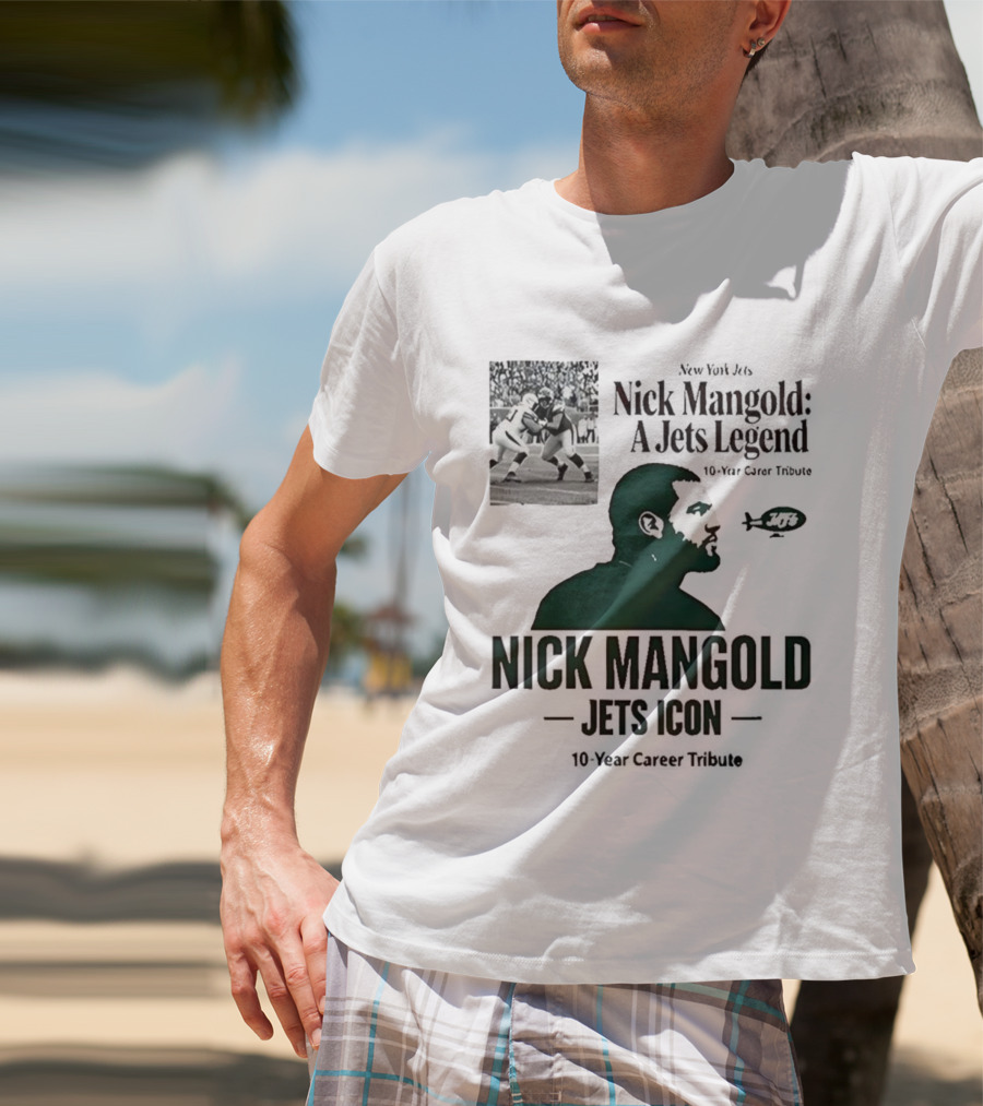 Nick Mangold Jets Icon 10-Year Career Tribute NFL Legend T-Shirt