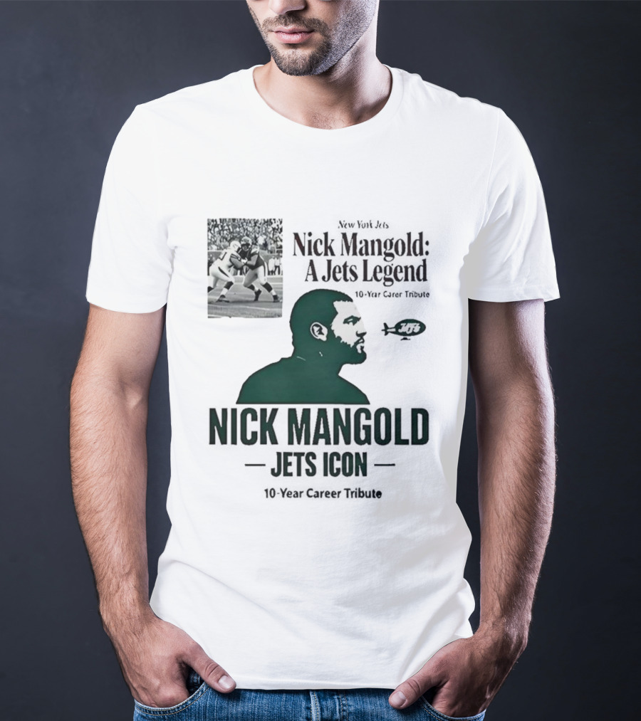 Nick Mangold Jets Icon 10-Year Career Tribute NFL Legend T-Shirt