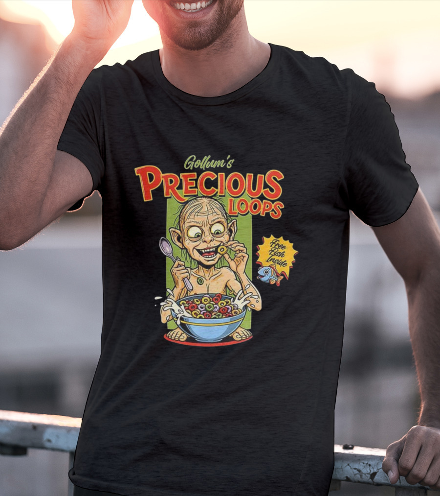 Gollum’s Precious Loops Free Fish Inside Lord Of The Rings Froot Loops Parody T-Shirt