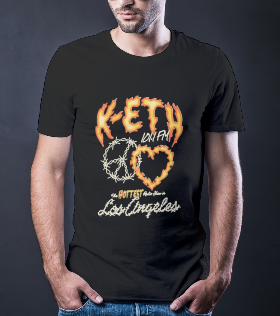 K-ETH Barbed Peace Heart Flame Ed Sheeran Khalid Lyrics T-Shirt