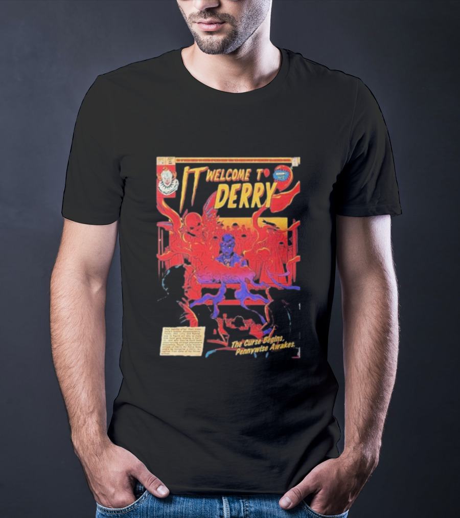 IT Welcome To Derry The Curse Begins Pennywise Awakes Comic Style T-Shirt