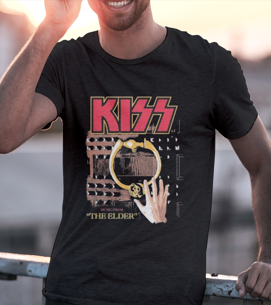 Kiss Music From The Elder Door Knocker Hand Iconic Rock Album Cover T-Shirt