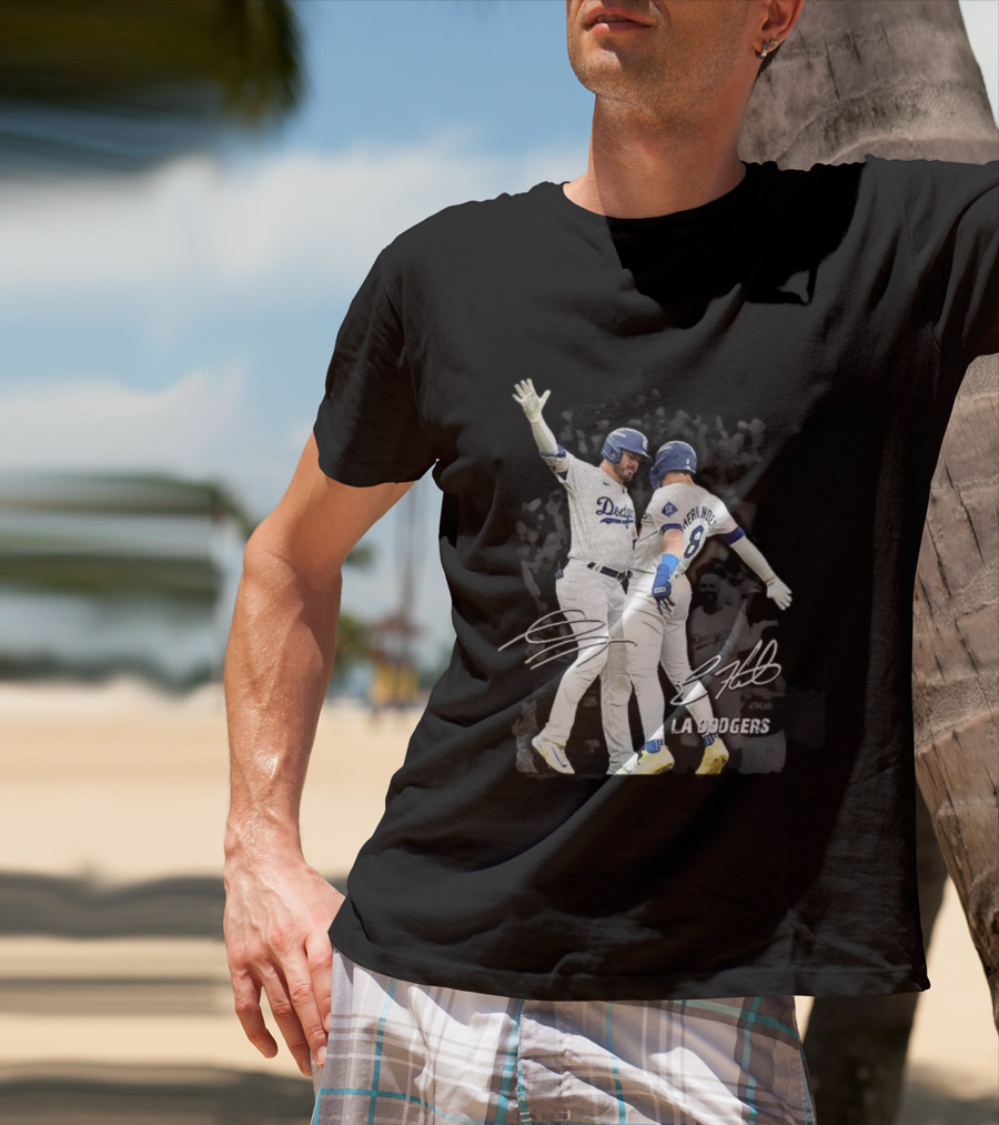 Kiké Hernandez Gavin Lux LA Dodgers Signature Celebration T-Shirt