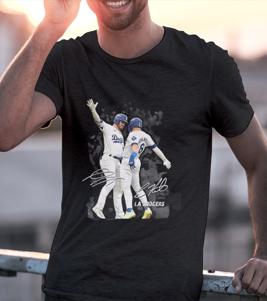 Kiké Hernandez Gavin Lux LA Dodgers Signature Celebration T-Shirt
