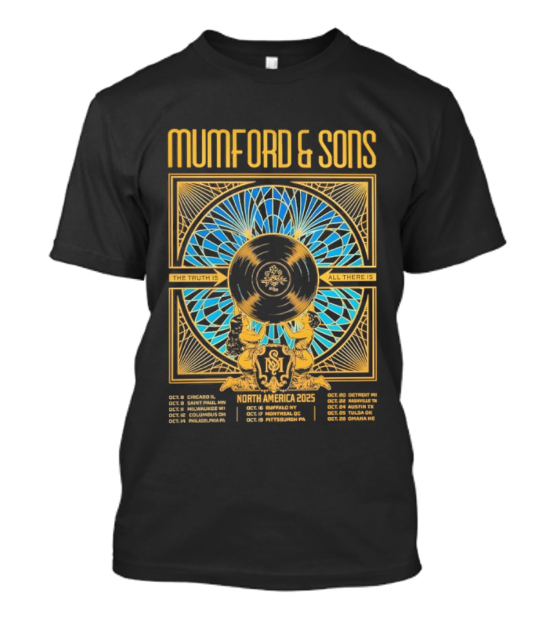 Mumford & Sons 2025 North America Tour Chicago New York San Francisco Denver Dates T-Shirt