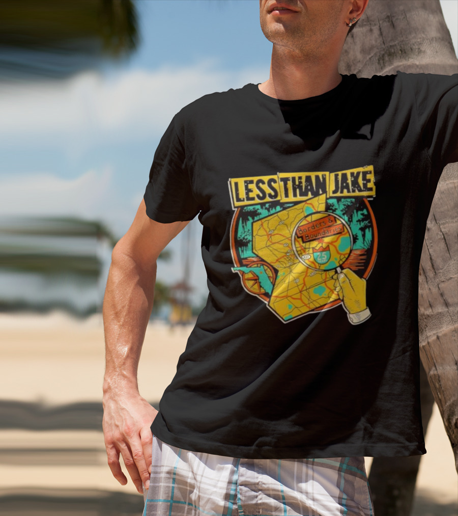 Less Than Jake Borders And Boundaries Anniversary Map Design T-Shirt