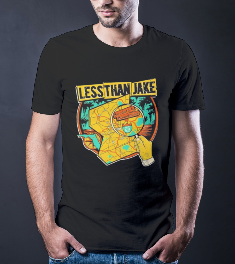Less Than Jake Borders And Boundaries Anniversary Map Design T-Shirt