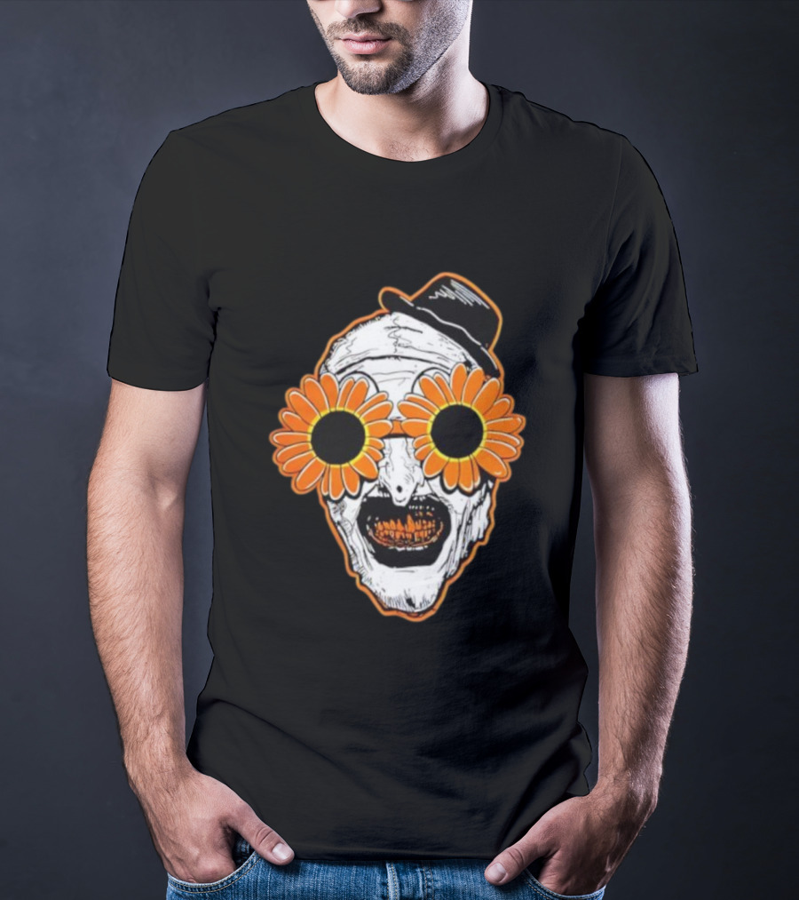 Art The Clown Creepy Halloween Sunflower Glasses Terrifier T-Shirt