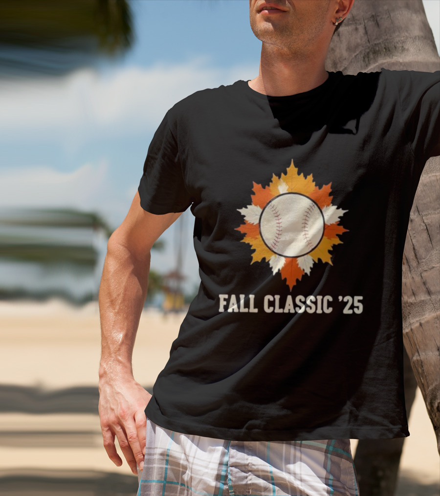 Fall Classic '25 Autumn Baseball Leaf Spirit T-Shirt
