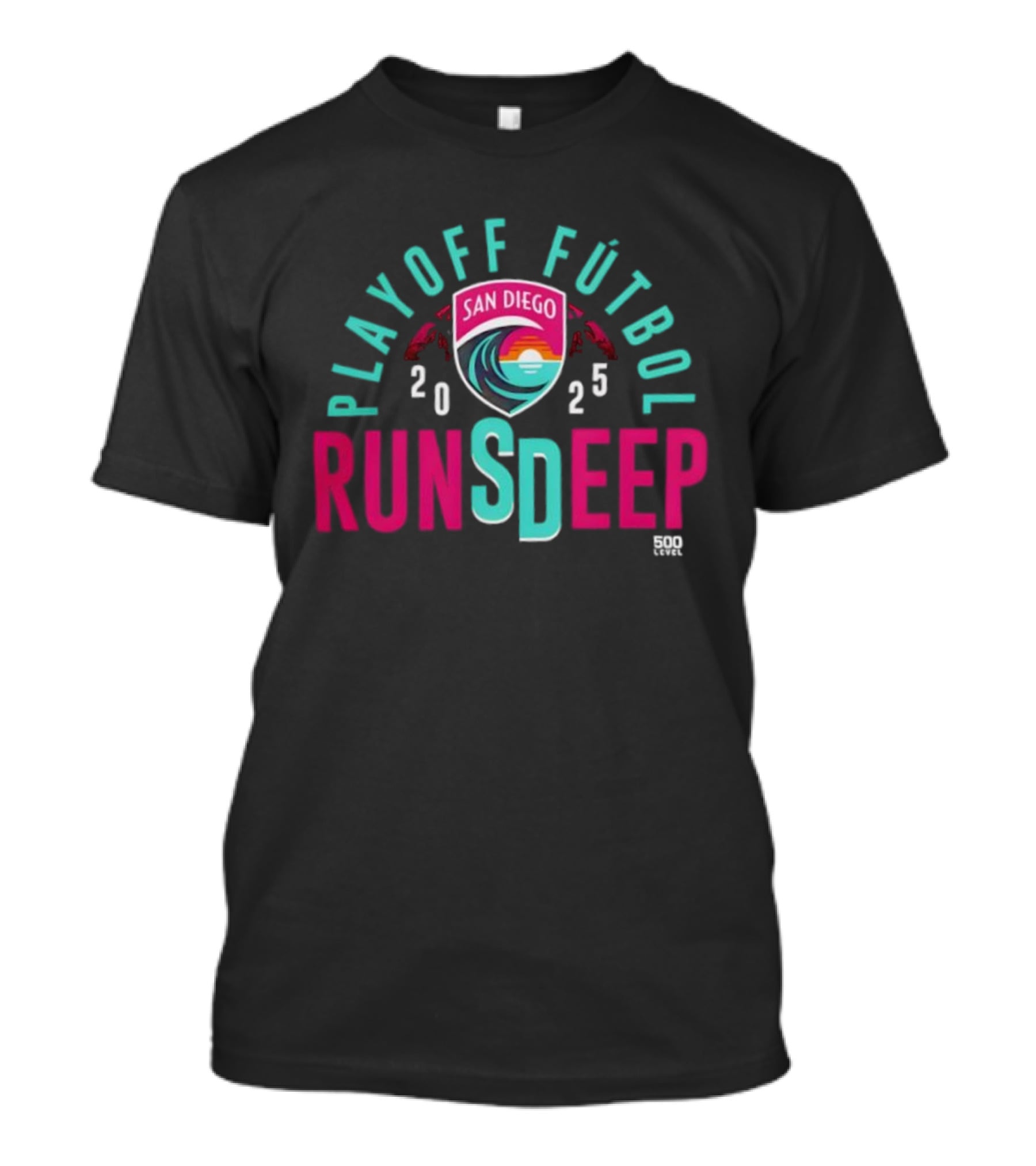 San Diego Wave FC 2025 Playoff Fútbol Runs Deep T-Shirt