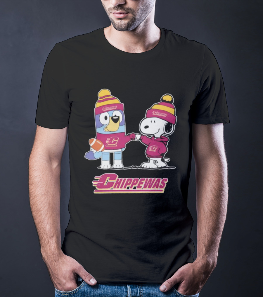 Snoopy Bluey Central Michigan Chippewas Football Collaboration T-Shirt