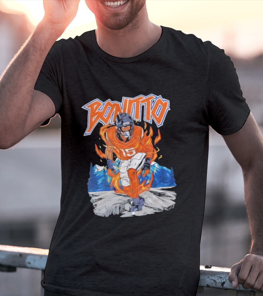 Bonitto 15 Football Flames And Mountains Graphic T-Shirt