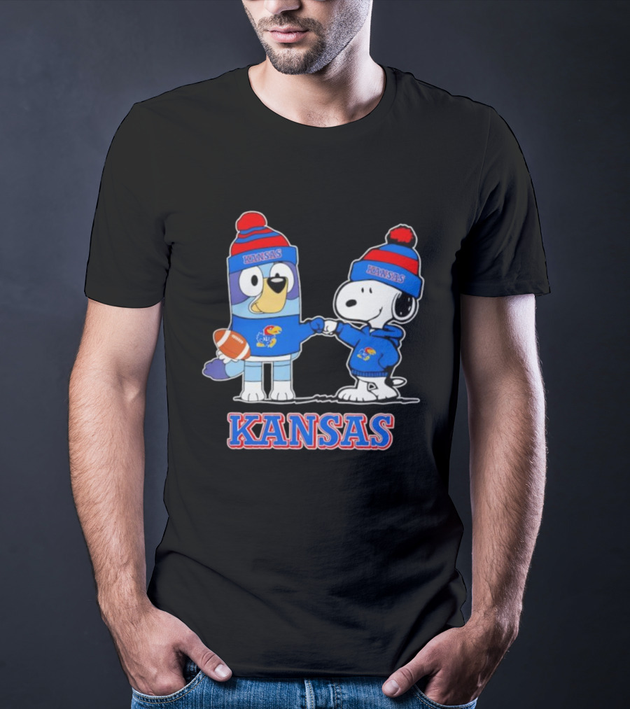 Kansas Jayhawks Football Snoopy X Bluey Collaboration T-Shirt