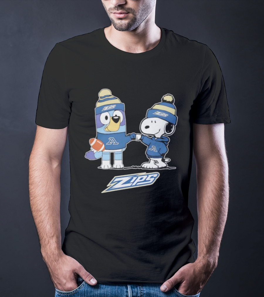 Snoopy X Bluey Akron Zips Football A Collaboration T-Shirt