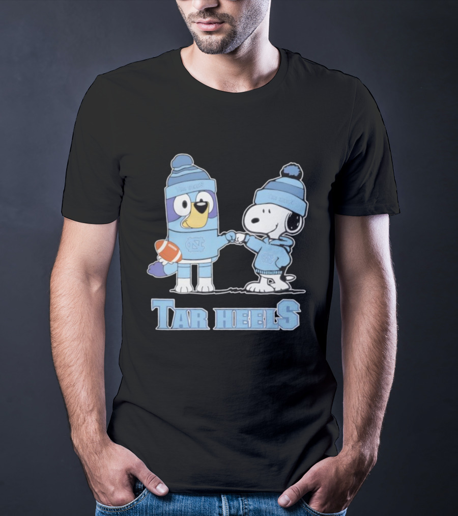 Snoopy Bluey Collaboration North Carolina Tar Heels Football T-Shirt