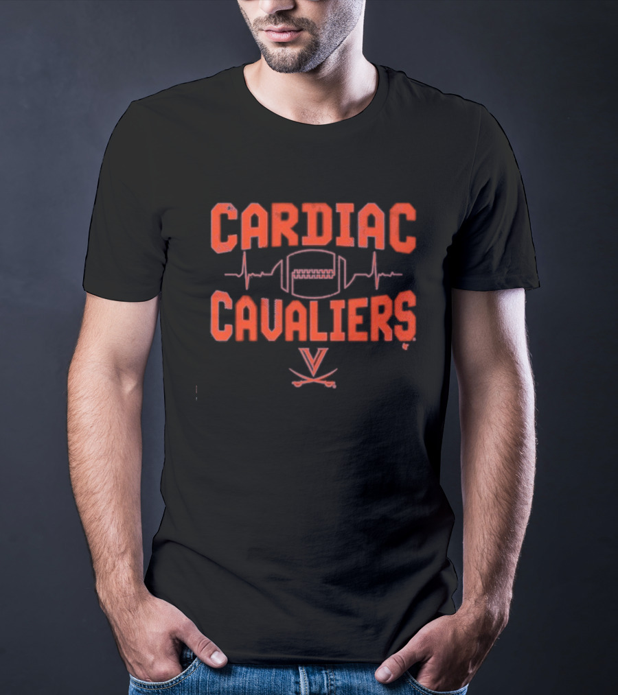 Cardiac Cavaliers Virginia Football Heartbeat Logo T-Shirt