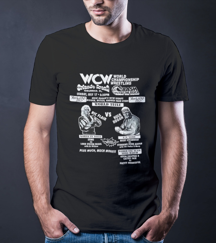 WCW World Championship Wrestling Clash Ric Flair Vs Hulk Hogan Orlando Arena Bash At The Beach T-Shirt
