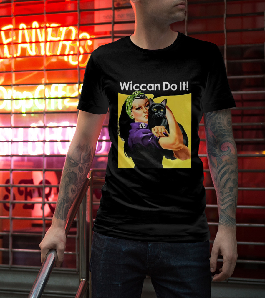 Wiccan Do It Rosie The Riveter Black Cat Magic Empowerment T-Shirt