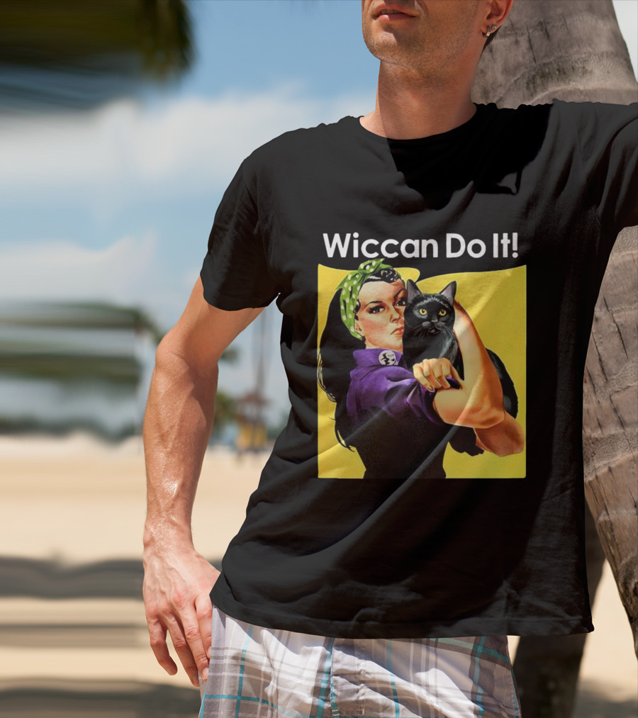 Wiccan Do It Rosie The Riveter Black Cat Magic Empowerment T-Shirt