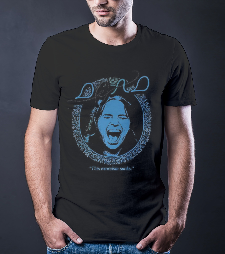 Wolfe Dead Exorcism Sucks Distorted Face Blue Design T-Shirt