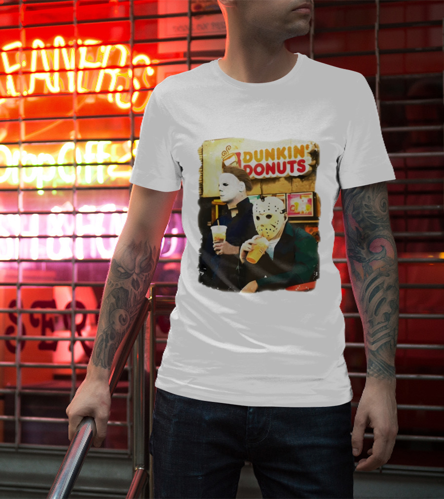 Dunkin Donuts Halloween Michael Jason Horror Movie Funny T-Shirt