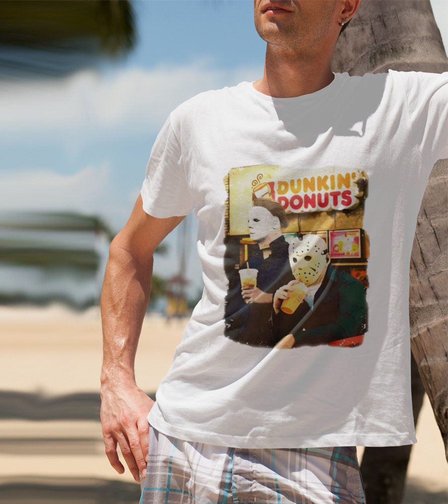 Dunkin Donuts Halloween Michael Jason Horror Movie Funny T-Shirt