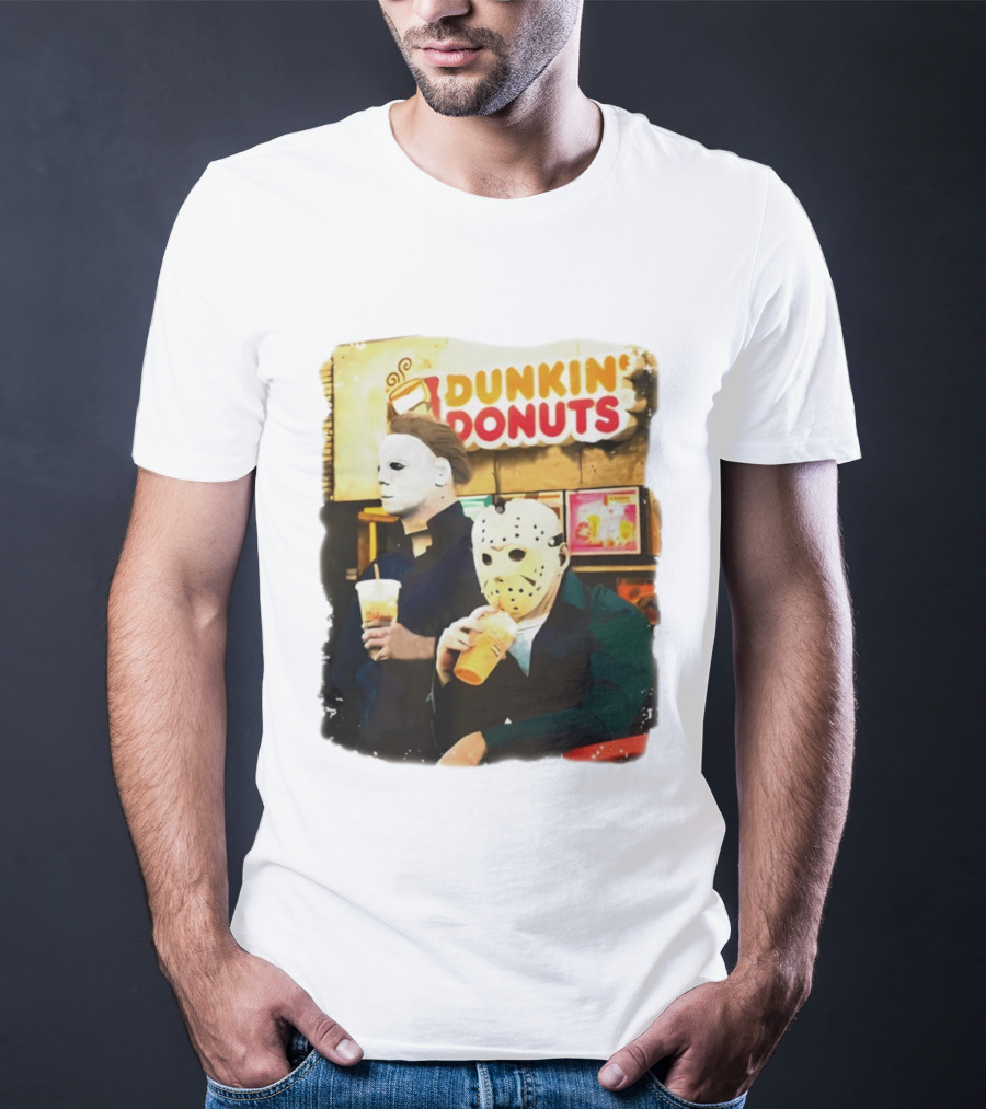 Dunkin Donuts Halloween Michael Jason Horror Movie Funny T-Shirt
