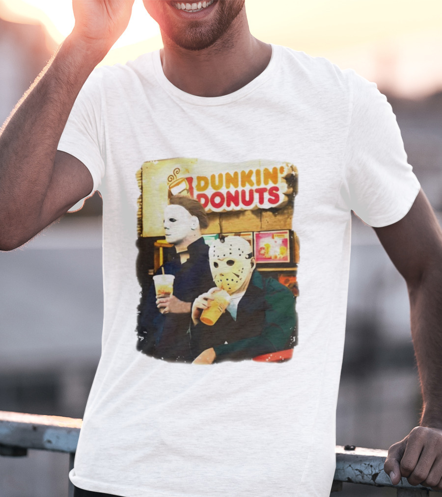 Dunkin Donuts Halloween Michael Jason Horror Movie Funny T-Shirt