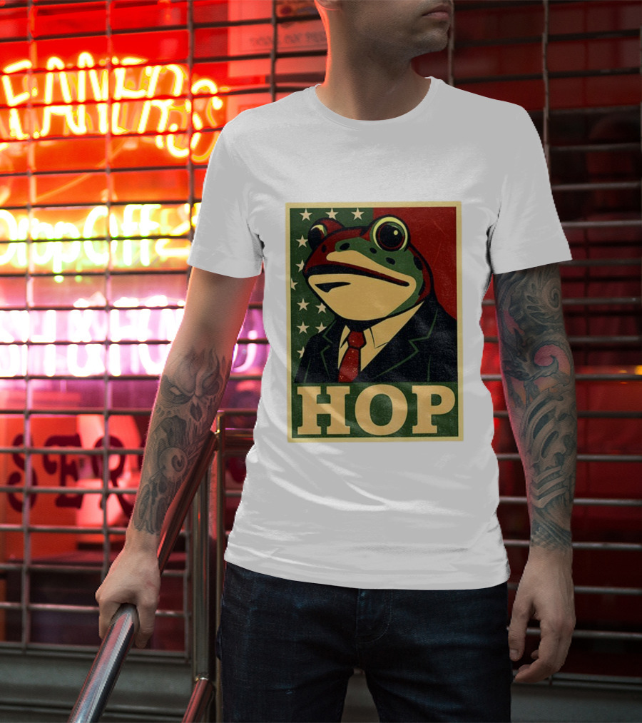 Frog HOP Portland Protest Anti ICE Anti Fascism American Flag T-Shirt