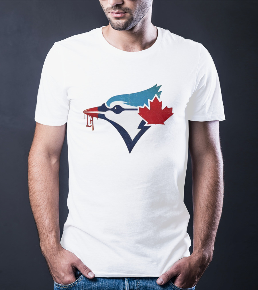 Toronto Blue Jays Dripping Maple Leaf Bird Emblem T-Shirt