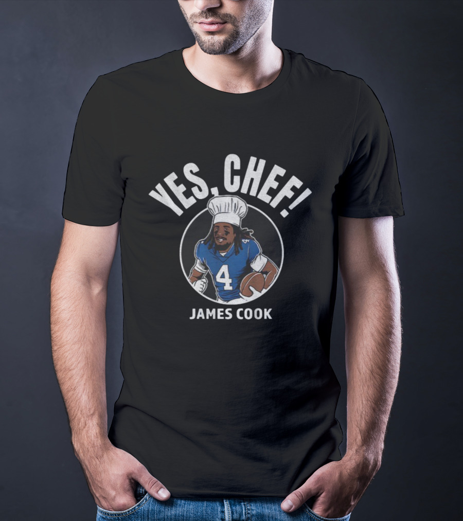 James Cook Yes Chef Cartoon Buffalo Bills NFL Football 2025 Game Day T-Shirt