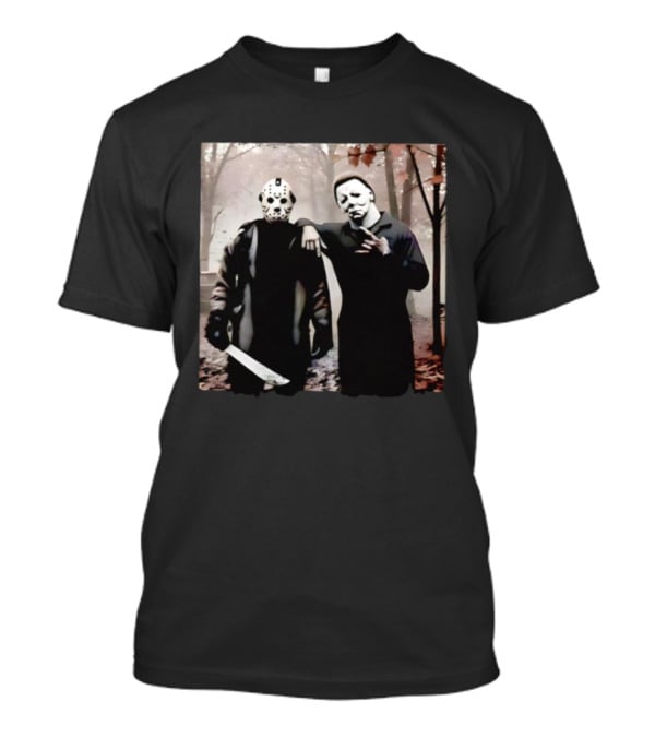 Jason Voorhees Michael Myers Halloween Horror Characters Forest Scene T-Shirt