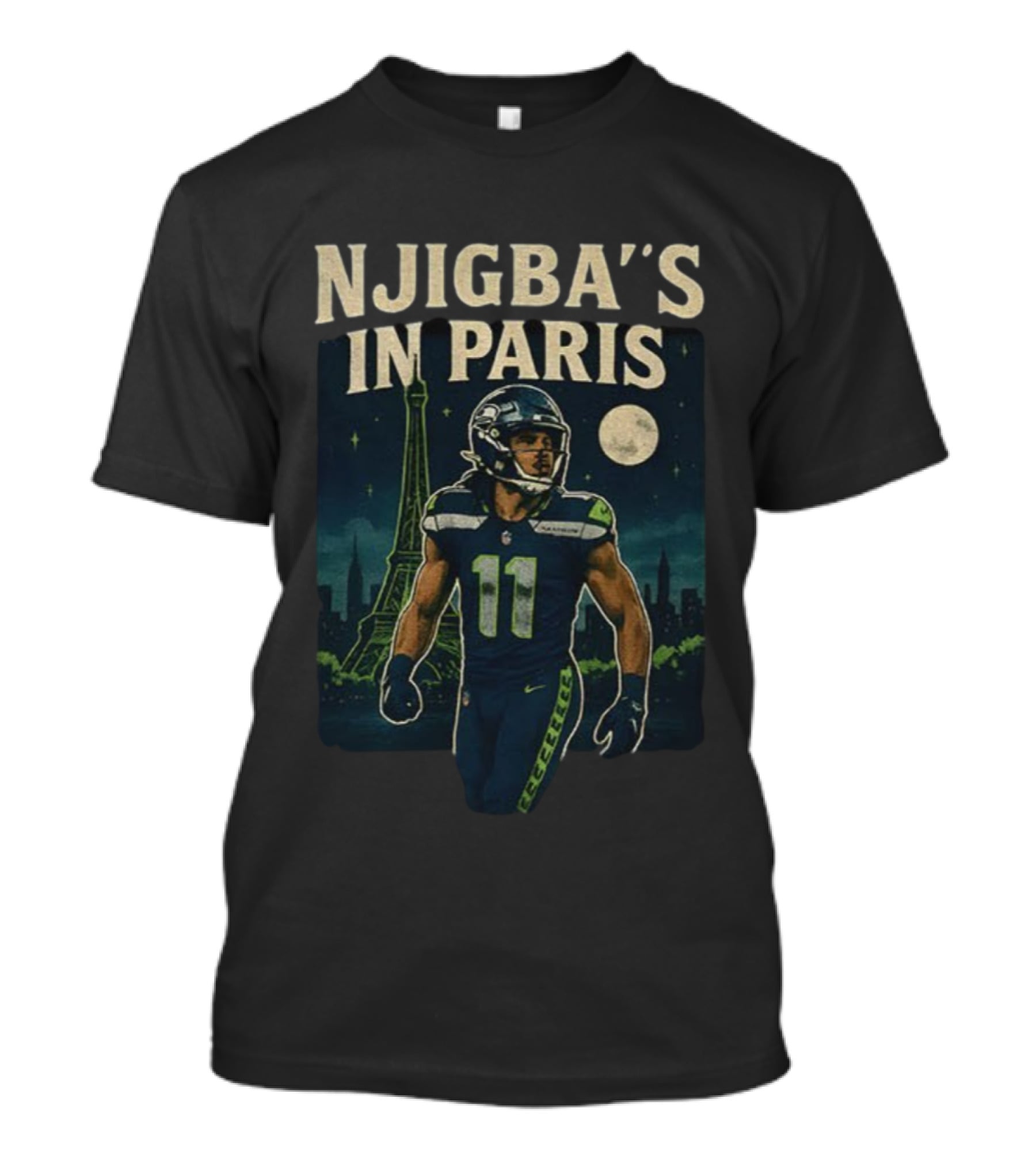 Njigba's In Paris Seattle Seahawks NFL Football Vintage 2025 T-Shirt