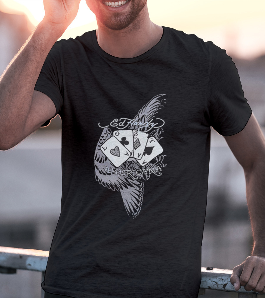 Ed Hardy Lost Cards Americana Rhinestone Rib Machine Gun Kelly Collaboration T-Shirt