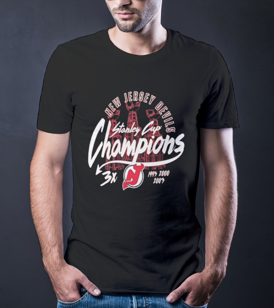 New Jersey Devils Stanley Cup Champions 3x 1995 2000 2003 T-Shirt