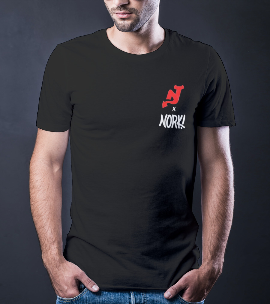 New Jersey Devils X Nork Los Diablos Collaboration Red NJ Logo T-Shirt