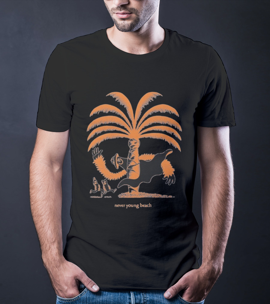 Never Young Beach Ghost Palm Tree Design Yashinoki T-Shirt