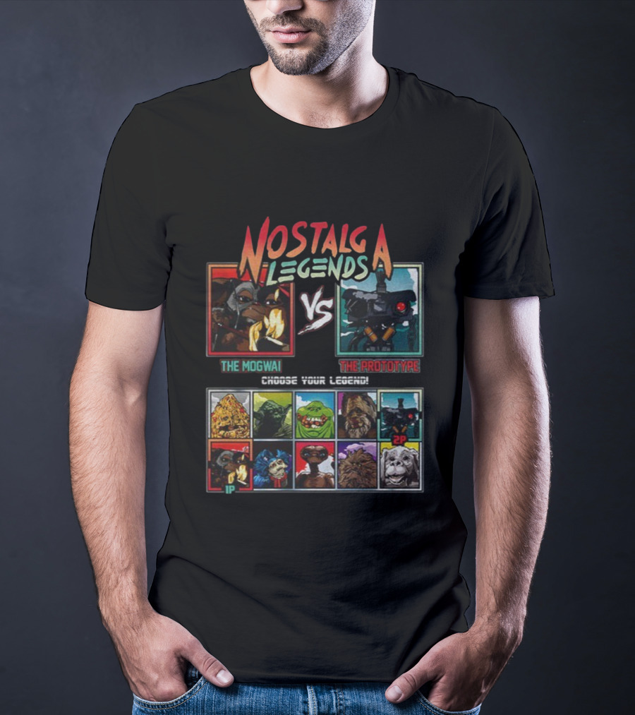 Nostalgia Legends Mogwai Vs Prototype Retro Battle Choose Your Legend T-Shirt