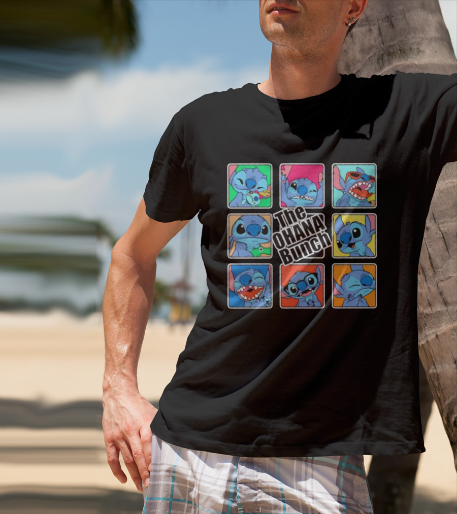 The OHANA Bunch Stitch Nine Panel Grid Colorful Expressions T-Shirt