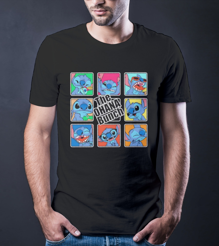 The OHANA Bunch Stitch Nine Panel Grid Colorful Expressions T-Shirt