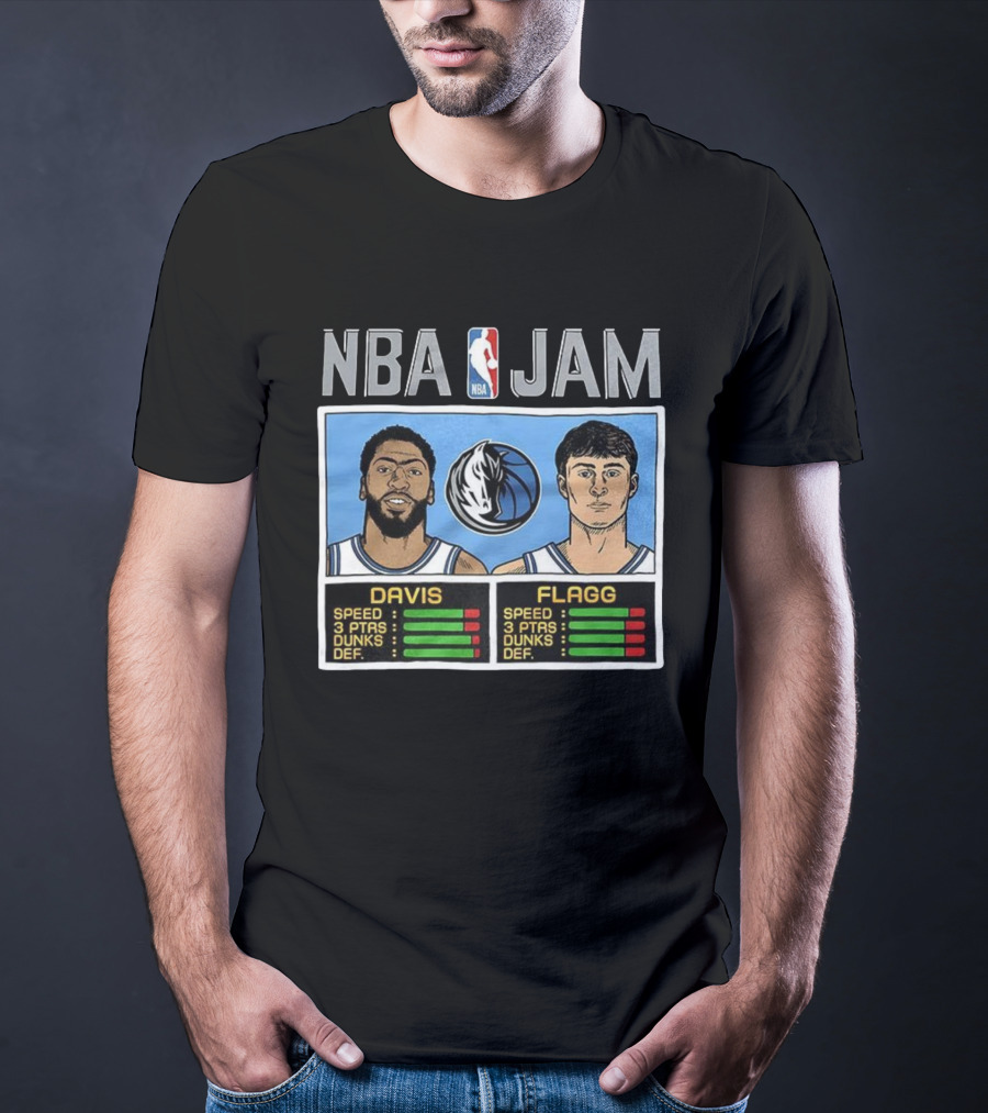 Anthony Davis Cooper Flagg NBA Jam Dallas Mavericks Retro Style T-Shirt
