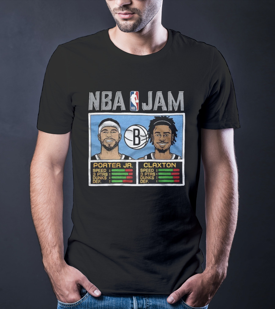 NBA Jam Porter Jr Claxton Brooklyn Nets Player Stats T-Shirt