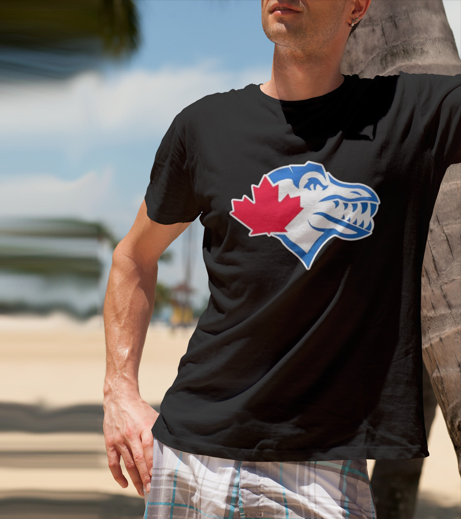 Toronto Raptors Blue Jays Mashup Maple Leaf Emblem T-Shirt